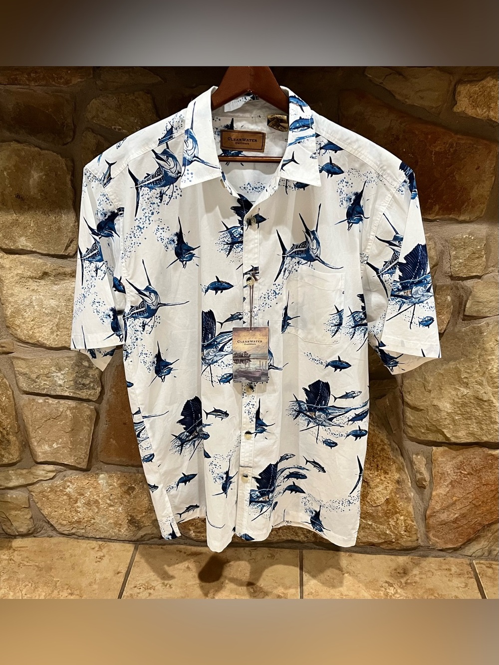 New Clear Water Outfitters Marlin Fisherman's Shirt Large Outdoors Ocean Coastal